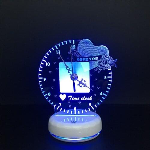 Acrylic Childrens Table Clock Light Alarm Led Charging Lamp Creative Love Time New Strange 3d Night Tabletop Desktop White Home