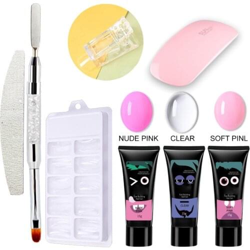 8 PCS/Set Acryl Gel Nail Extension Kit Quick Building With Nail Lamp File 15 ML Nail Gel For Nail Extension Nail Art Manicure