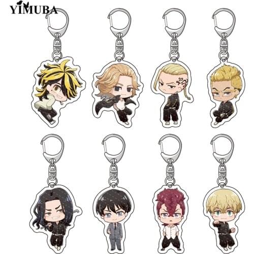 2021 Anime Tokyo Revengers Keychain Fashion Cute Figure Manjiro Ken Chifuyu Takashi Kazutora Keisuke Acrylic Key Chain for Teens