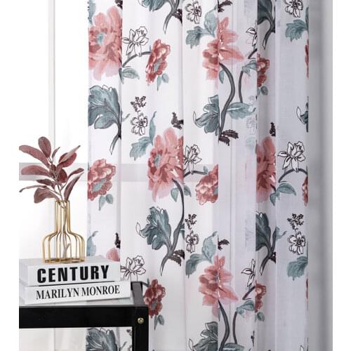 Floral Short Curtains For Kitchen Voile Curtain For Living Room Modern Bedroom Sheer Curtains Screening Decor Window Drapes