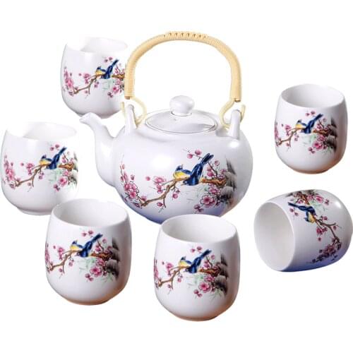 Jingdezhen Ceramic Pastel Tea Set Large Capacity Teapot Cup Set Gift