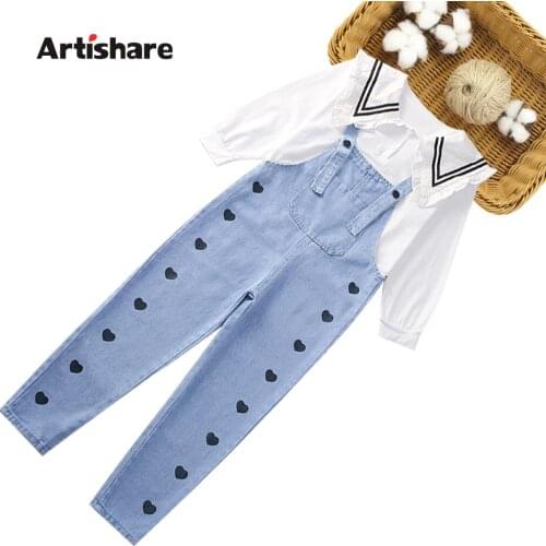 Kids Clothes Blouse + Jumpsuit Teenage Girls Clothing Spring Autumn Clothes Girl Casual Style Childrens Clothes Girl