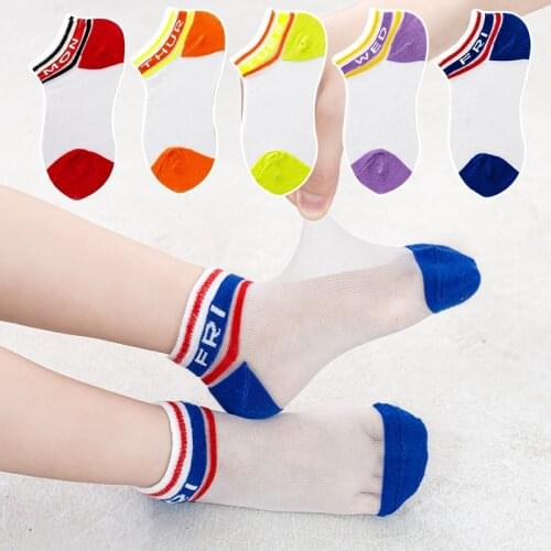 Childrens summer breathable socks pure cotton thin elastic glass yarn cute princess girls summer baby girls tide socks