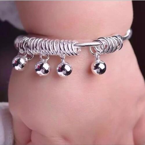 Childrens Jewelry Bracelet Smooth Simple Bell Baby Bracelet And Anklet Newborn Birthday Gift