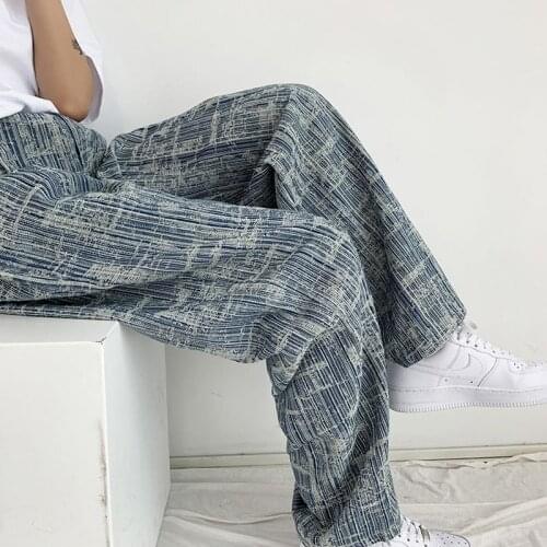 Jeans straight high waist womens pants wide leg trousers washed plus size summer 2021 new Korean casual loose female bottoms