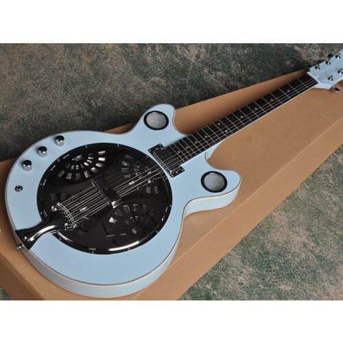 Blue body Echo Electric Guitar with Metal lid,Rosewood Fingerboard,Chrome Hardware,Left-handed,Provide customized service