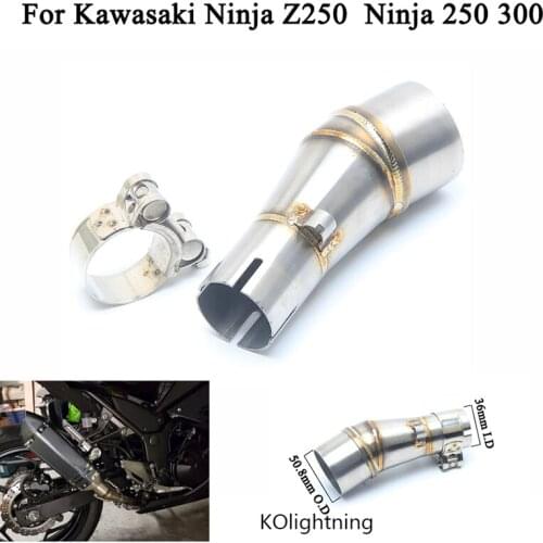 50.8mm Stainless Steel Middle Pipe Connecting Tail Exhaust Muffler Pipe Silp on for Ninja z250 Ninja 250 300 2013 2014 2015 2016