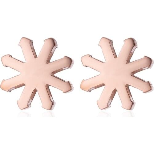 Hfarich Dainty Little Rose Gold Color Unnamed Flower Earrings Stainless Steel Floral Piercing Jewelry for Women Girlfriend Gift