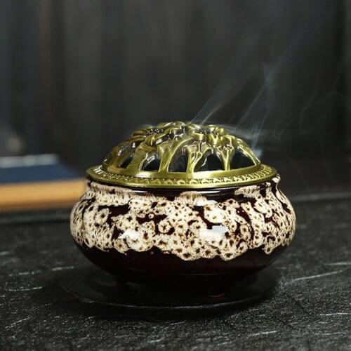 5 Colors Ceramic Incense Burners Portable Censer Incense Holder for Home Living Room Decoration Ornament Yoga Incense B1