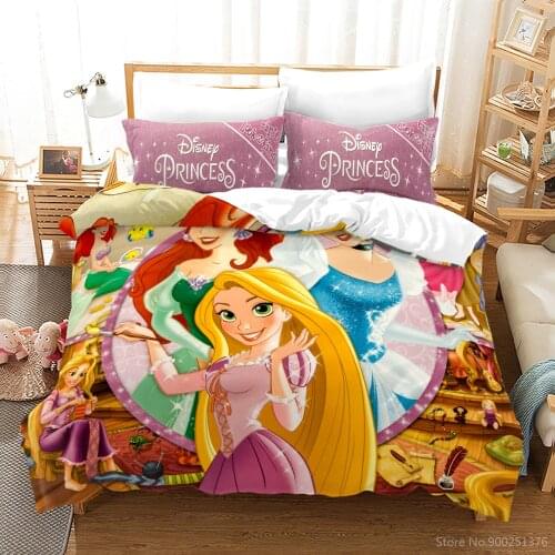 Disney Princess Bedding Set Queen King Size Tangled Rapunzel Duvet Cover Set Soft Quilt Cover with Pillowcase Home Textile Gift