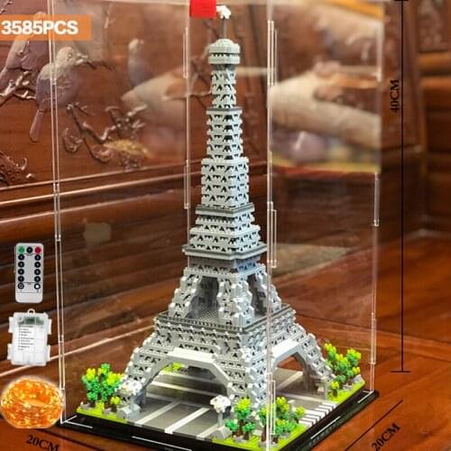 World famous building blocks France Eiffel Tower display box toys La Tour Eiffel La Tour Eiffel ornaments remote control lights