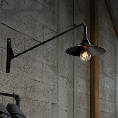 Industry Style Long-arm Restaurant Wall Lamp Creative Retro Iron Warehouse Wall Light Cafe Decoration Light Free Shipping