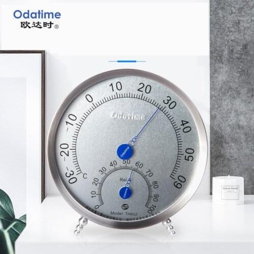 Odatime Wall Mounted/Stand-Up Temperature Humidity Meter For Household Indoor Outdoor Room Metal Round Thermometer & Hygrometer