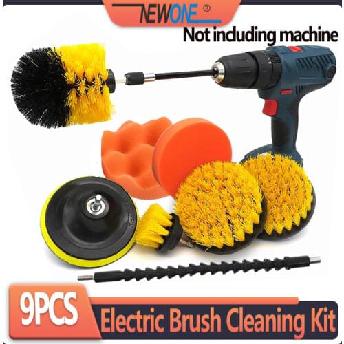 Newone Drill Brush Power Cleaning Scrubber nylons Brush Attachment Kit with Extender for Bathroom Tub, Shower, Tile and Car