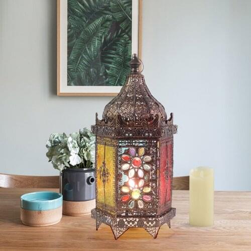 New Aogu wind lamp Candlestick nostalgic glass wind lamp party table decoration dream Candlestick Garden Villa