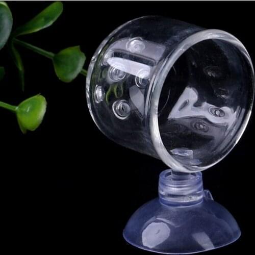 Pinhole Glass Pot Plant Cup Holder Shrimp Aquarium Fish Tank Aquatic Feeder New N58A