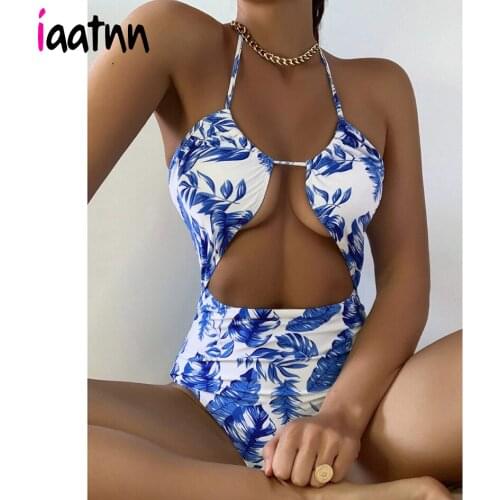 Sexy Halter Hollow Out One Piece Swimsuit Women 2021 Push Up Female Swimwear Beach Wear Swimming Wear for Bathing Suit Monokini