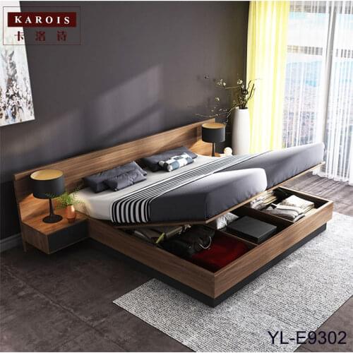 E9302Modern Minimalist Nordic Panel Double Bed Furniture Master Bedroom Storage Bed KAROIS beds new arrival