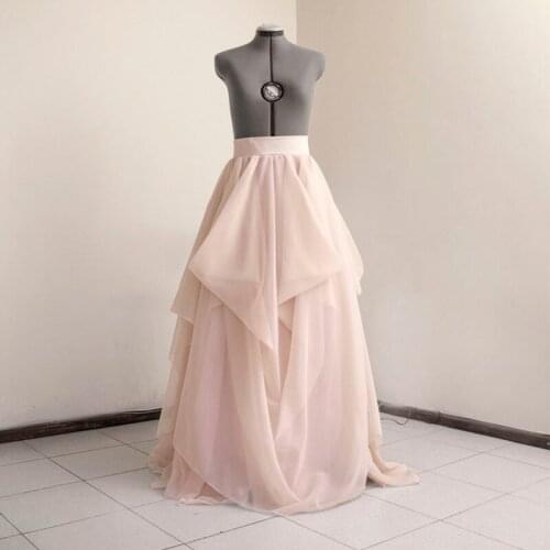 Nude Colors Wedding Skirt Blush Bridal Gown Separate Draped Skirt Made Measure Handmade Ceremony Dress Full Layered Skirt