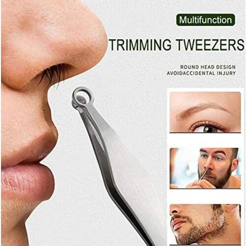 Universal Nose Hair Trimming Tweezers Round Tip Eyebrow Tweezer Perfectly Steel Nose Hair Removal Tweezers