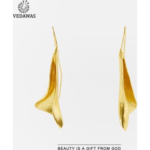 Vedawas 2021 Fashion ZA Metal Drop Earrings for Women Punk Irregular Stone Leaf Dangle Statement Earrings Accessories Jewelry
