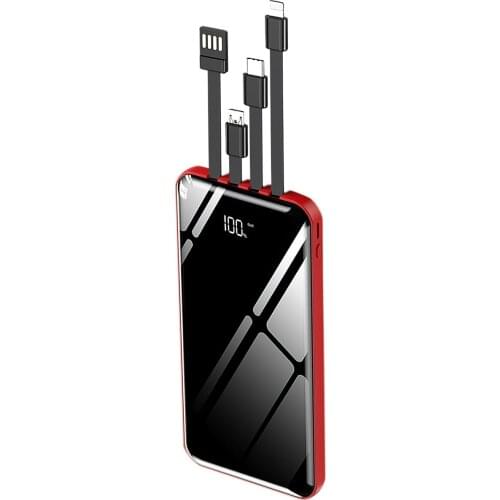 Digital Display Built-in Multi-Cable Powerbank Universal 10000mAh Quick Charge Portable Battery Charger All Mobile Phones