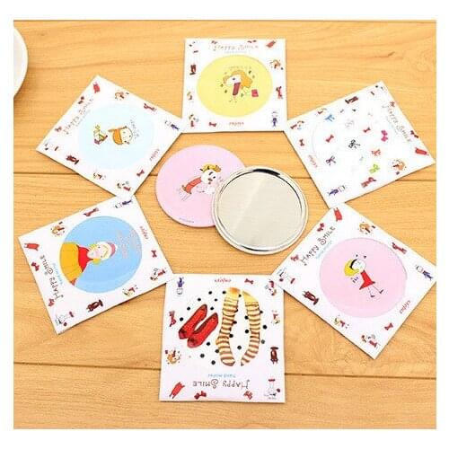 1pcs Small Makeup Mirror Tinplate Cartoon Round Children Cute Portable Role Playing Toys 7.0cm