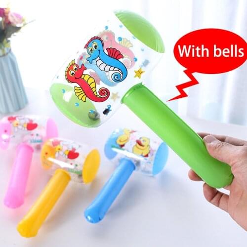 1Pc Party Decoration Random Color With Bell Nice Gift Soft PVC Inflatable Hammer Funny Cartoon Pattern Kid Beach Toys 15*14*10CM