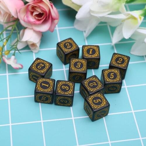 10Pcs D6 Polyhedral Dice Square Edged Numbers 6 Sided Dices Beads Table Board Role Play Game for Bar Club Party