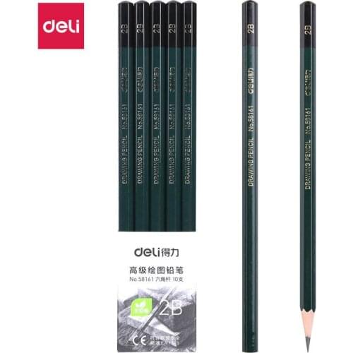 10 pcs / box Deli 58161, 2b hexagonal advanced graphite pencil, writing pen, log non-toxic pencil, student office stationery