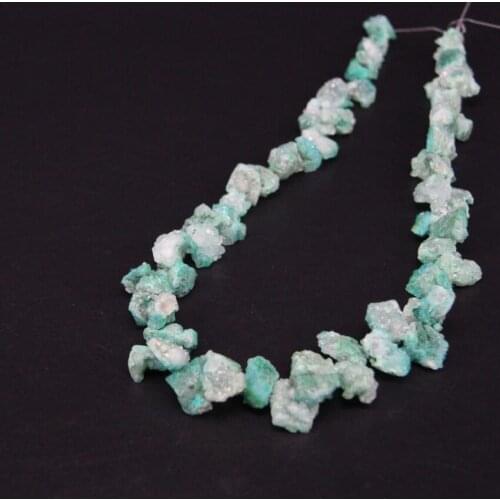 15.5"strand Green Natural Quartz Geode Drusy Freeform Nugget Loose Beads,Raw Crystal Agates Druzy Chip Pendant Jewelry