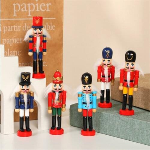 2021 12cm Nutcracker Soldier Doll Merry Christmas New Year Gift Kids Wooden Pendant Navidad Christmas Decorations for Home Noel