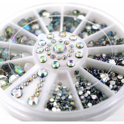 3D Nail Rhinestone Crystal AB Glitter Flat-back Mixed Sizes Glass Stone DIY Manicure Nail Art Decorations In Wheel Accessories