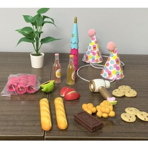 American 18" Doll Farmhouse Restaurant Fancy Dinner Cups Bruschetta Bread Cheese Noodle Sausage Popcorn Bowling Shoes Accessory