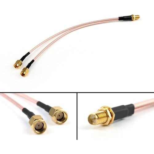 Areyourshop 20cm RG316 RP-SMA Female to Y Type 2x RP-SMA Male Splitter Pigtail Cable 8in 50 ohm High Quality Wires Cable