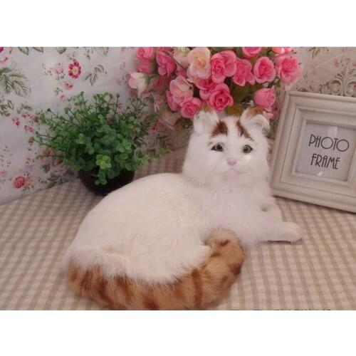 Big simulation cat toy polyethylene&furs yellow tail cat model gift about 30x16x21cm 2904