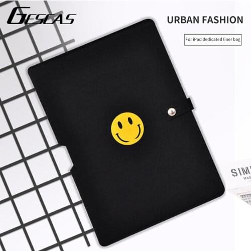 GESCAS Tablet Pc Case Bag For IPad Mini Bag 8/10.5/12.9 Inch Fashion Simplicity IPad Bag Black Smiley Face Laptop Computer Bag