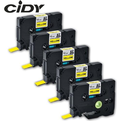 Cidy 5pcs/lot Strong Adhesive TZe-S631 tze S631 tz-S631 tz S631 Black on Yellow for p-touch brother label printer label maker