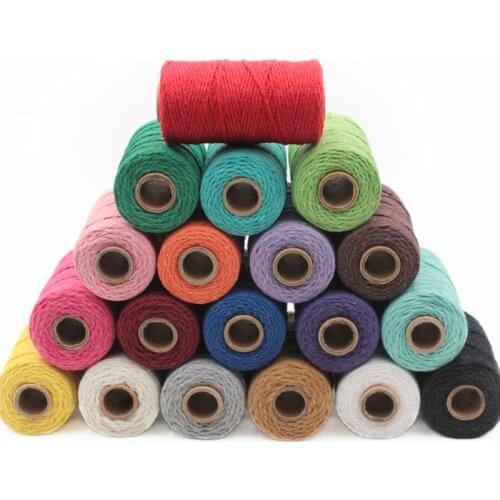 100m/roll color cotton thread diy hand woven rope fine cotton cord woven tapestry rope rope binding rope decorative material