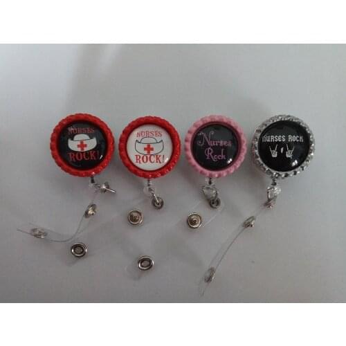 Nurses Rock Retractable Reel ID Badge Holder Lanyard Hook 10PCS/LOT