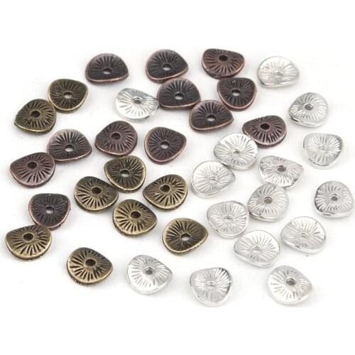 DoreenBeads Zinc Metal Alloy Beads Caps Flower Antique Copper Silver Color Jewelry DIY Findings Handmade Accessories, 50 PCs