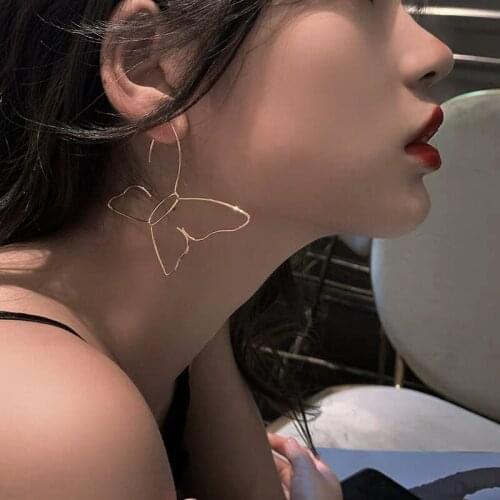 Web celebrity elegant big butterfly earrings korean fashion INS pierce-free earrings clip exaggerated personality earring trendy