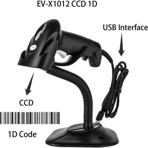 EVAWGIB EV-X1012 CCD 1D barcode scanner automatic sensing barcode scanner cheap barcode scanner supermarket goods scanning gun