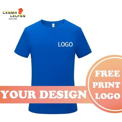 T-shirt top 13 colors custom logo short sleeve high-end icy cotton round neck printing DIY brand text