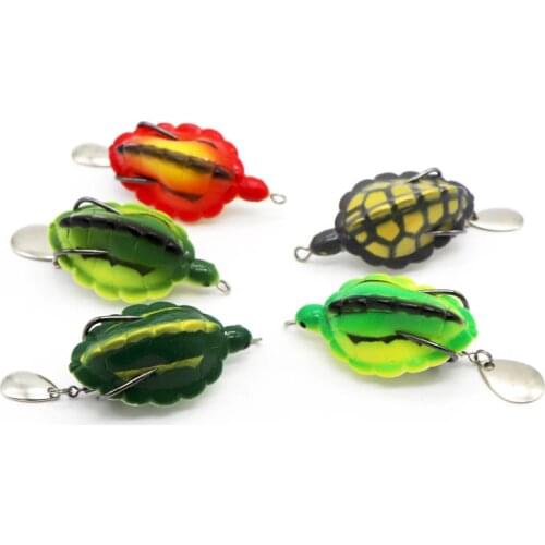 Gorgons 1Pcs Artificial Tortoise Floating Bait Top Water Double BKK Hooks Smart Tortoise Fishing Soft Frog lure