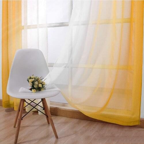 Finished Curtain Orange Gradient Tulle Curtain For Living Room Bedroom Kitchen Short Curtain Coffee Curtain
