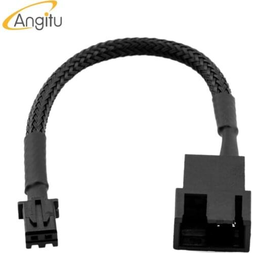 Angitu 2pin Graphic Fan Adapter Cable to4Pin GPU Motherboard Fan/PWM Card Compatible with 3pin 4pin Black Sleeved
