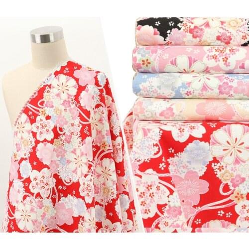 Cotton Fabric Japanese Style Sakura Sewing Fabrics Cherry Blossom Bronzing Fabric For Kimono Patchwork Needlework Accessories