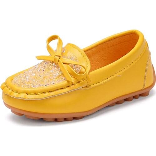 CUZULLAA New Children Sequins Butterfly-Knot Flat Shoes For Girls Fashion Sneakers Baby Kids Non-slip Casual Shoes Size 21-36