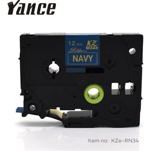 Yance TZe-RN34 for TZe Satin Ribbon for Brother P Touch label printer tze tape 12mm Gold on Navy TZ-RN34 RN34 TZ rn34 Label Tape